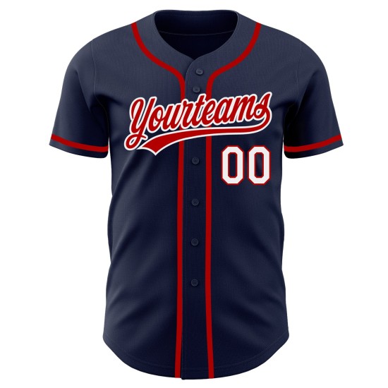 Benutzerdefiniertes authentisches Marineblau-Rot-Weiß-Baseballtrikot