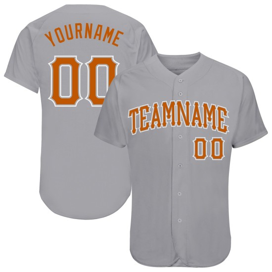 Texas Authentic Baseball Orange-Weiß Graues Trikot Custom