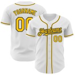 Weißes Custom Jersey Baseball Authentic Gelb-Schwarz