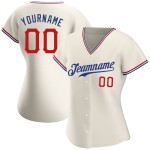 Red-Royal Baseball Custom Authentic Cremefarbenes Trikot