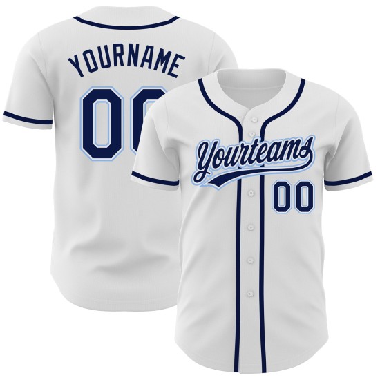 Weißes, individuelles, blaues Jersey Authentic Navy-Light Baseball