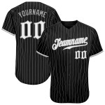 Schwarz Nadelstreifen Grau Authentic Weiß-Grau Baseball Jersey Custom