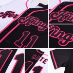 Rosa Authentic Baseball Custom Fashion Weiß-Schwarz Jersey Split