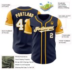 Tone Baseball Authentic Jersey Weiß-Gold Zwei Custom Navy