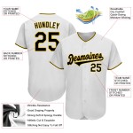 Weiß-Schwarz-Gold Authentic Custom Baseball Jersey