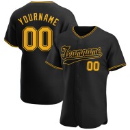 Custom Baseball Authentic Schwarzes Trikot Gold-Schwarz