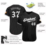 Schwarz Nadelstreifen Grau Authentic Weiß-Grau Baseball Jersey Custom