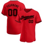 Authentisches rotes schwarzes benutzerdefiniertes Baseball-Trikot