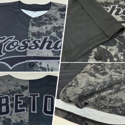 Grau Schwarz Stahl 3D Schädel Jersey Authentische Custom Baseball Mode